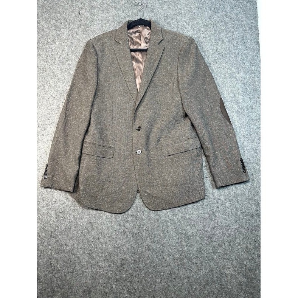 Calvin Klein Mens 42R Extreme Slim Fit Brown Herringbone Blazer Sport Coat Elbow